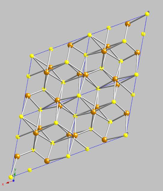 Figure 5 - Structure of troilite, viewed perpendicular to the xy-plane